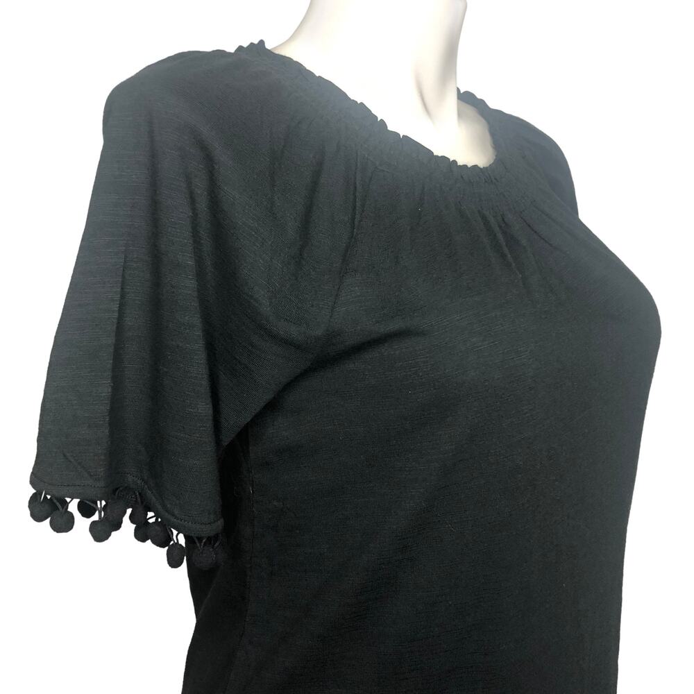 Belle by Kim Gravel Black Knit Pom Pom Top - Size Medium - Picture 6 of 11